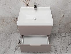 Style Line Тумба под раковину Матис 60 подвесная тауп темный – фотография-6